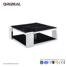 Table basse carrée de verre de texture de marbre d&#39;Orizeal (OZ-OTB016)
